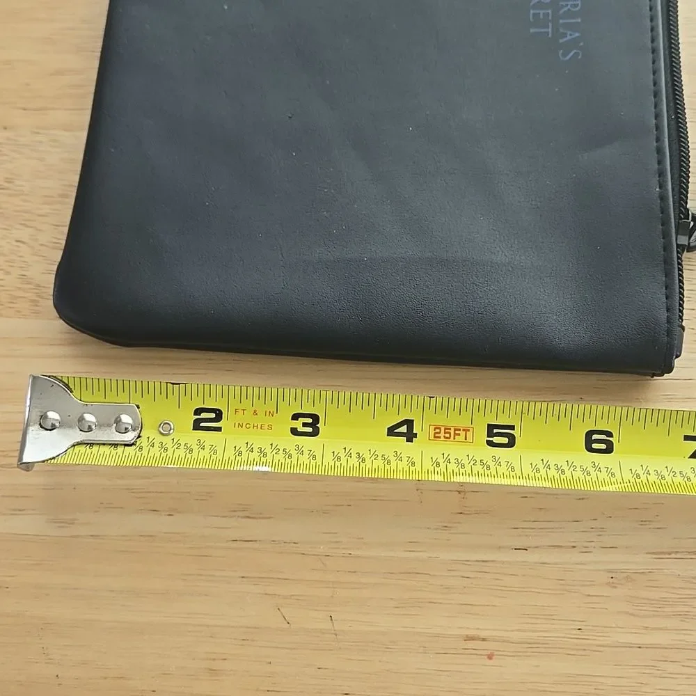 Victorias Secret Black Cosmetic Pouch Zippered Vs Toiletry Bag Womens Travel